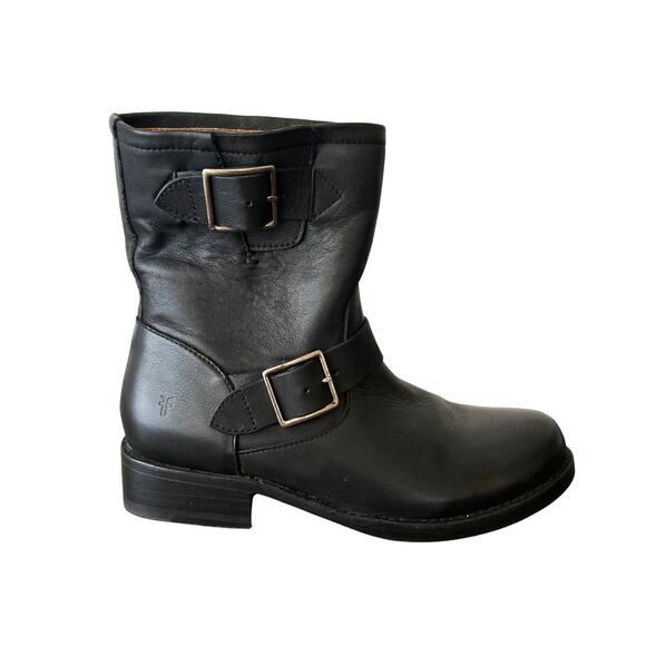 Frye Veronica Short Engineer Boots – Black Leather, Women’s 7.5B - Picture 4 of 7